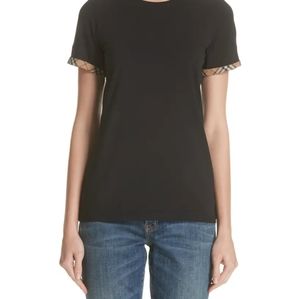 Authentic Burberry Kabini Check Cuff Stretch Cotton Tee Size L